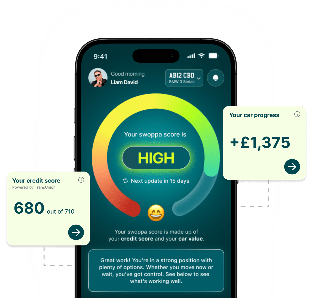 swoppa dashboard shown on an iphone